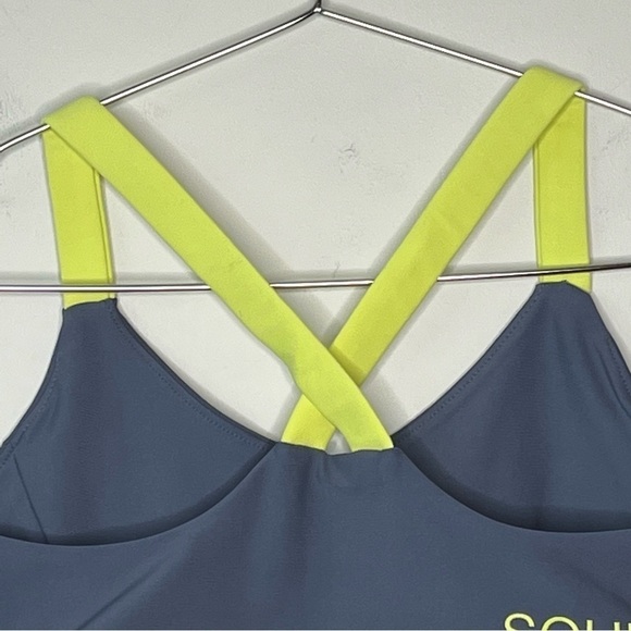 SOUL By Soulcycle Two Tone Podium Cami Sports Bra Neon Details - Picture 4 of 5